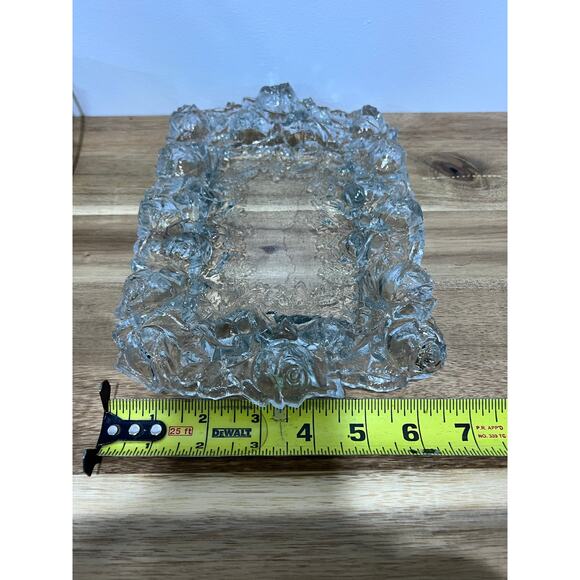 Vintage Goofus Glass Dresser Jar with A Cabbage Rose Design and A Puffy Tray HTF - Picture 10 of 12